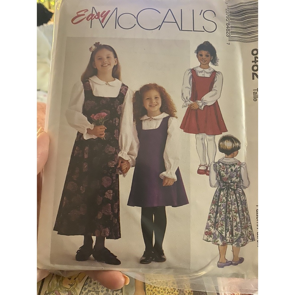 Vintage 1997 Girls Dress Pattern McCalls 8482 Size 7-10 Uncut Jumper 90s